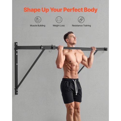 Pull Up Bar 50 in Width Wall Mounted Pull Ups Adjustable Depth 22 or 30