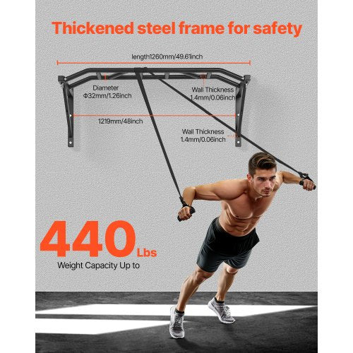 Pull Up Bar MultiGrip Wall Mounted Pull Ups 50 in Width Multifunctional