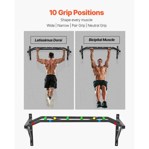 Pull Up Bar MultiGrip Wall Mounted Pull Ups 50 in Width Multifunctional