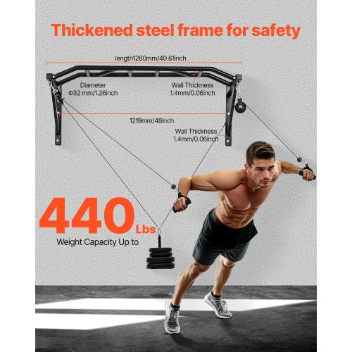 Pull Up Bar MultiGrip Wall Mounted Pull Ups 50 in Width Multifunctional 1