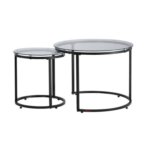 Nesting Coffee Table Set of 2 23.6 in Round Coffee Table Glass Nesting