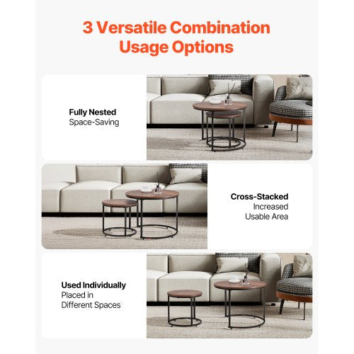 Nesting Coffee Table Set of 2 23.6 in Round Coffee Table Nesting Tables