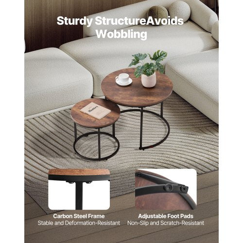 Nesting Coffee Table Set of 2 23.6 in Round Coffee Table Nesting Tables