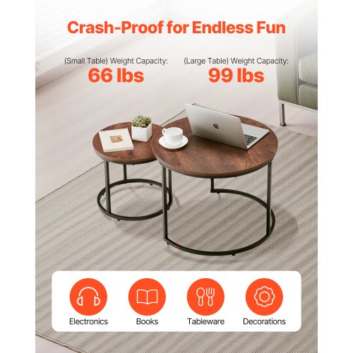 Nesting Coffee Table Set of 2 23.6 in Round Coffee Table Nesting Tables