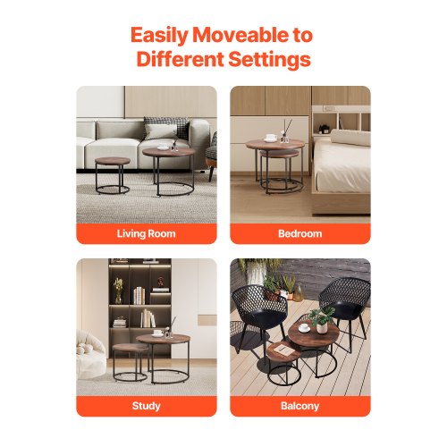 Nesting Coffee Table Set of 2 23.6 in Round Coffee Table Nesting Tables