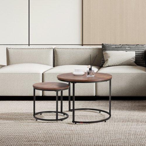 Nesting Coffee Table Set of 2 23.6 in Round Coffee Table Nesting Tables