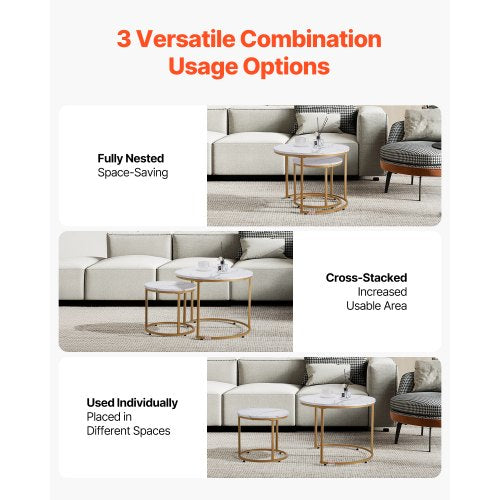 Nesting Coffee Table Set of 2 23.6 in Round Coffee Table Nesting Tables
