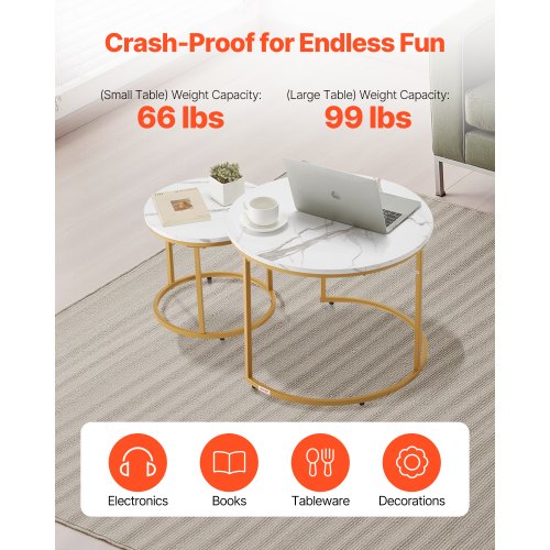 Nesting Coffee Table Set of 2 23.6 in Round Coffee Table Nesting Tables