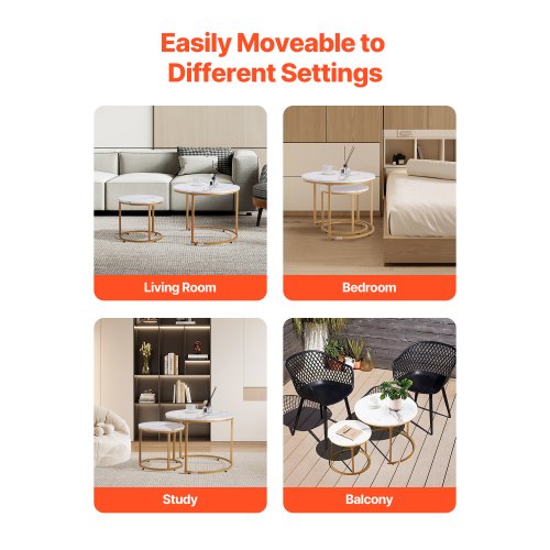 Nesting Coffee Table Set of 2 23.6 in Round Coffee Table Nesting Tables