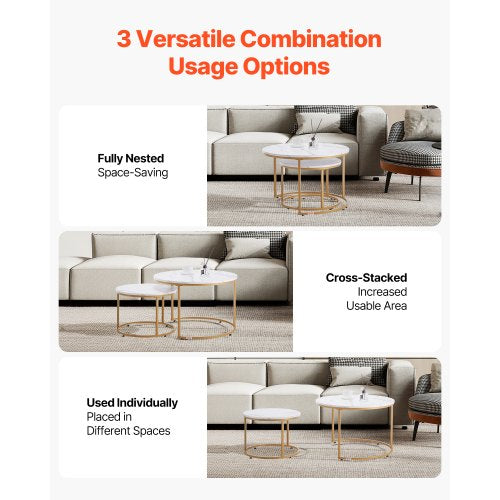 Nesting Coffee Table Set of 2 27.6 in Round Coffee Table Nesting Tables