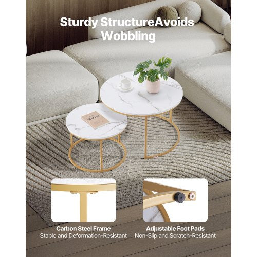 Nesting Coffee Table Set of 2 27.6 in Round Coffee Table Nesting Tables
