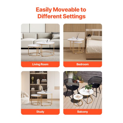 Nesting Coffee Table Set of 2 27.6 in Round Coffee Table Nesting Tables
