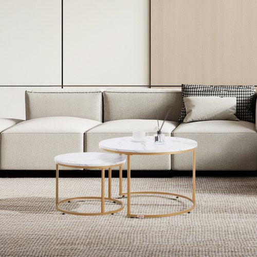 Nesting Coffee Table Set of 2 27.6 in Round Coffee Table Nesting Tables