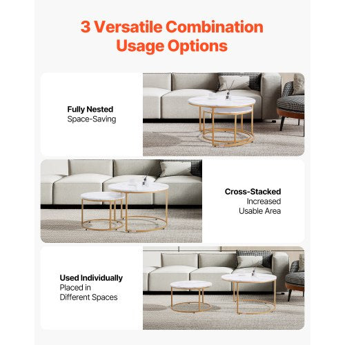 Nesting Coffee Table Set of 2 31.5 in Round Coffee Table Nesting Tables