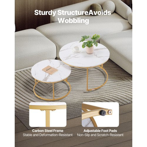 Nesting Coffee Table Set of 2 31.5 in Round Coffee Table Nesting Tables