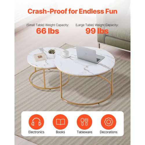 Nesting Coffee Table Set of 2 31.5 in Round Coffee Table Nesting Tables