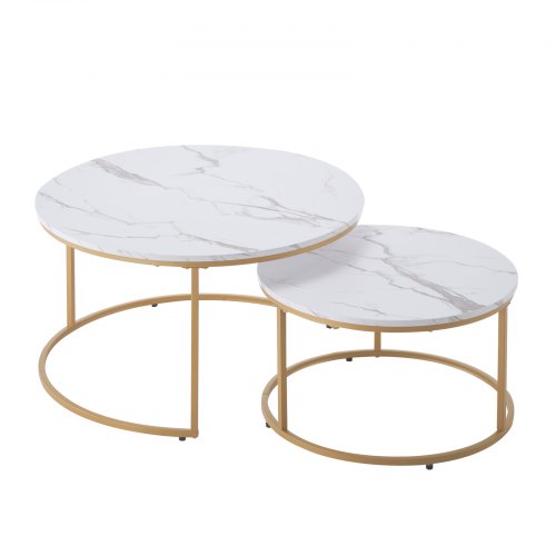 Nesting Coffee Table Set of 2 31.5 in Round Coffee Table Nesting Tables