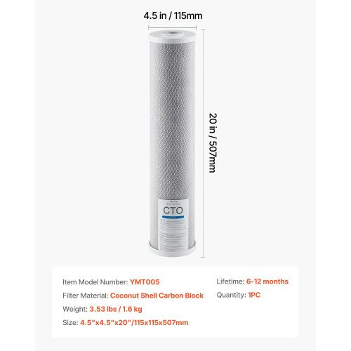 Whole House Water Filter Replacement Cartridge 45 x 20 CTO Carbon Block