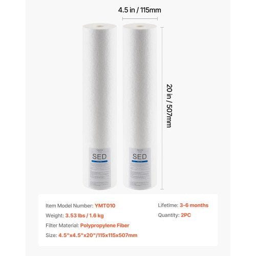Whole House Water Filter Replacement Cartridge 45 x 20 Polypropylene
