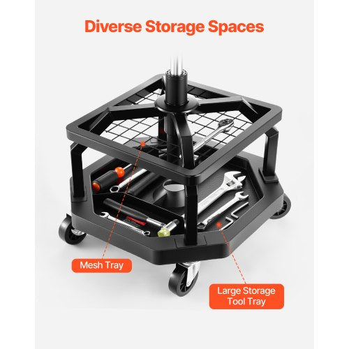 Rolling Shop Stool Pneumatic Garage SeatWork Stool with 300 lbs Capacity
