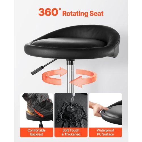 Rolling Shop Stool Pneumatic Garage SeatWork Stool with 300 lbs Capacity