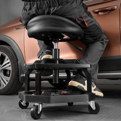 Rolling Shop Stool Pneumatic Garage SeatWork Stool with 300 lbs Capacity