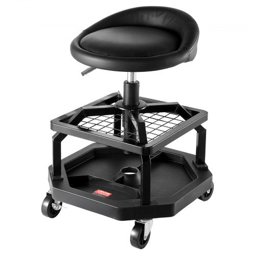 Rolling Shop Stool Pneumatic Garage SeatWork Stool with 300 lbs Capacity