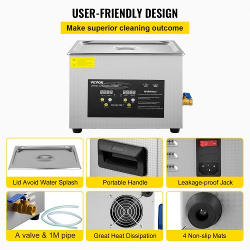 15L Upgraded Ultrasonic Cleaner 600W Heater360W Ultrasonic Professional