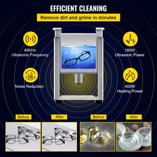 6L Upgraded Ultrasonic Cleaner 400W Heater180W Ultrasonic Professional