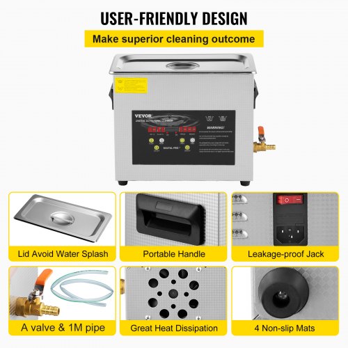 6L Upgraded Ultrasonic Cleaner 400W Heater180W Ultrasonic Professional