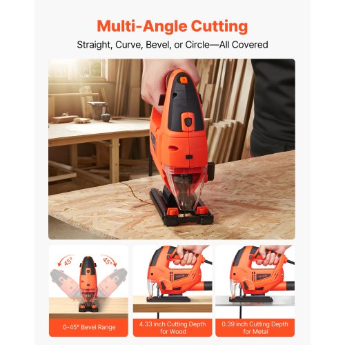 Jig Saw 6.5 Amp 3000 SPM Blade Speed Electric Jigsaw with 6 pcs Blades