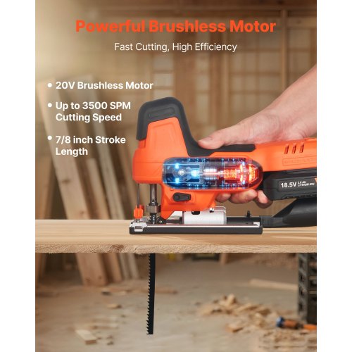 Cordless Jig Saw 20 V Brushless Motor 3500 SPM Blade Speed Cordless 1