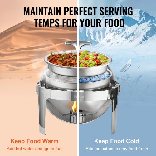 Roll Top Chafing Dish Buffet Set 6 Qt 2 Pack Stainless Steel Chafer with 2