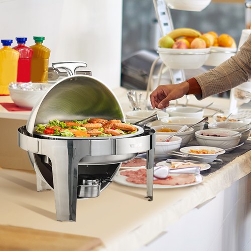 Roll Top Chafing Dish Buffet Set 6 Qt 2 Pack Stainless Steel Chafer with 2