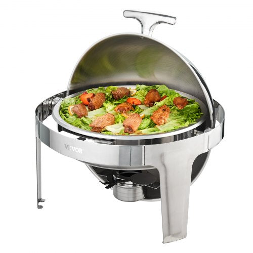 Roll Top Chafing Dish Buffet Set 6 Qt 2 Pack Stainless Steel Chafer with 2