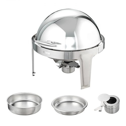 Roll Top Chafing Dish Buffet Set 6 Qt 2 Pack Stainless Steel Chafer with 2