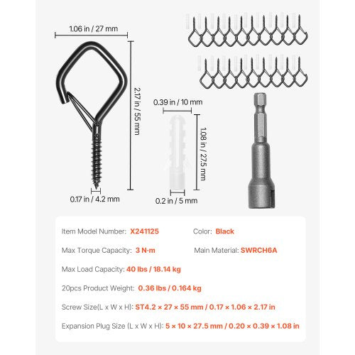 20 PCS QHanger Hooks 217 in Q Hanger String Light Hooks Outdoor Heavy