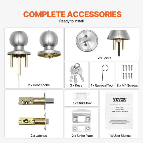 Door Knob and Deadbolt Set Satin Nickel Entry Door Knob and Single Cylinder