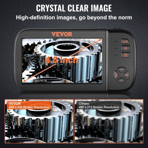 Borescope Camera Triple Lens Endoscope Camera with Light 45 Screen 1080P