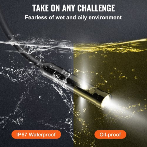 Borescope Camera Triple Lens Endoscope Camera with Light 45 Screen 1080P