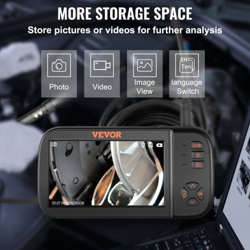 Borescope Camera Triple Lens Endoscope Camera with Light 45 Screen 1080P