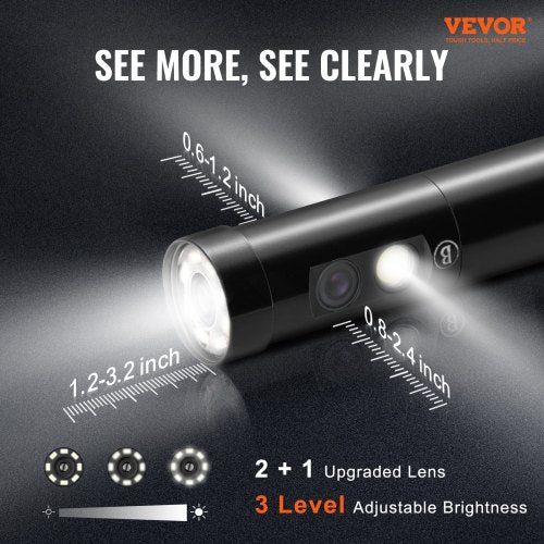 Triple Lens Borescope 5 IPS Screen Inspection Camera with Lights 8X Zoom