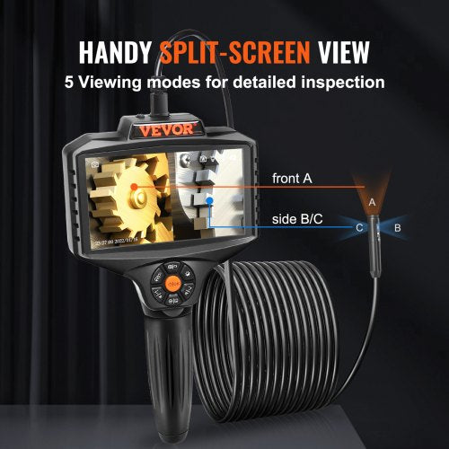 Triple Lens Borescope 5 IPS Screen Inspection Camera with Lights 8X Zoom
