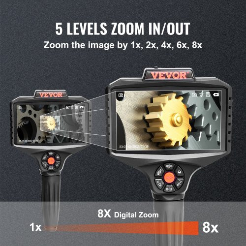 Triple Lens Borescope 5 IPS Screen Inspection Camera with Lights 8X Zoom