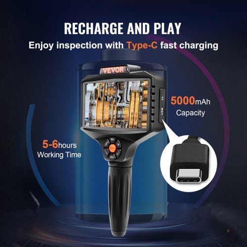 Triple Lens Borescope 5 IPS Screen Inspection Camera with Lights 8X Zoom
