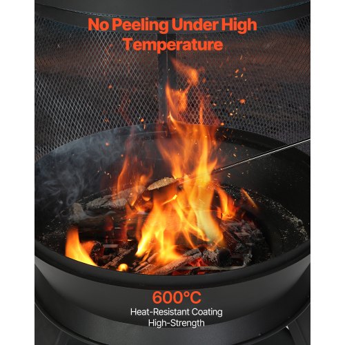 Chiminea 22 Inch Outdoor Wood Burning Firepit Iron Spherical Fireplace for BBQ
