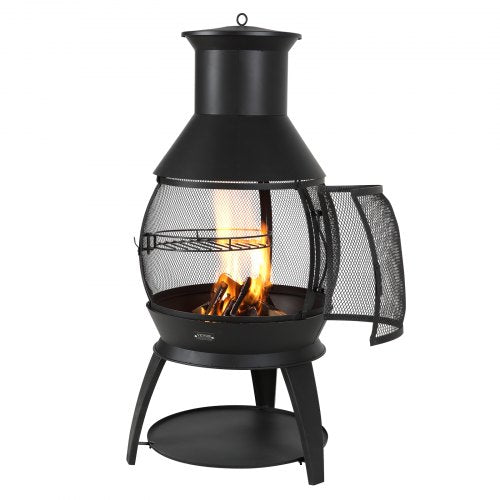 Chiminea 22 Inch Outdoor Wood Burning Firepit Iron Spherical Fireplace for BBQ
