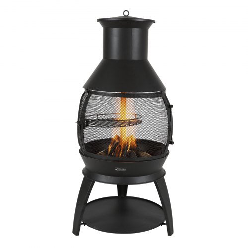 Chiminea 22 Inch Outdoor Wood Burning Firepit Iron Spherical Fireplace for BBQ