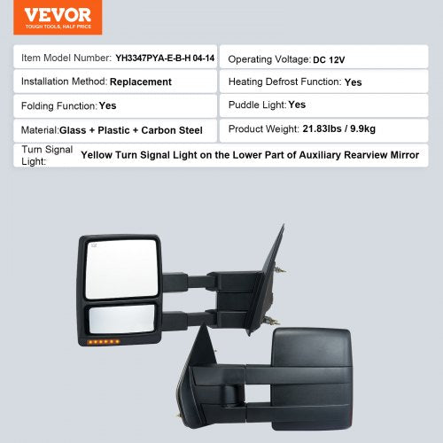 Towing Mirrors Left Right Pair Set for 20042014 Ford F150 Power Heated