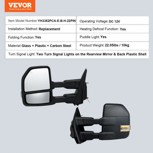 Towing Mirrors Left Right Pair Set For 20152018 Ford F150 Power Heated With
